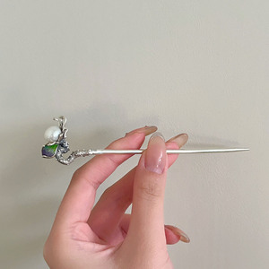 Épingle à cheveux Yinruitai S925 en argent sterling avec perle, faite à la main pour Hanfu et Cheongsam, outil de coiffure pour femmes - Product Image 1