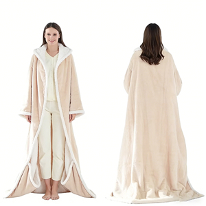 <span class=keywords><strong>Couverture</strong></span> chauffante électrique portable pour les pieds avec doublure en flanelle et sherpa, 6 réglages de chaleur, arrêt automatique après 3 heures, <span class=keywords><strong>couverture</strong></span> chauffante à capuche - Product Image 5