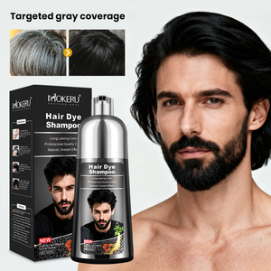 MOKERU Shampoo colorant pour <span class=keywords><strong>cheveux</strong></span> et barbe 3-en-1, <span class=keywords><strong>noir</strong></span> permanent, sans ammoniaque, couverture rapide des <span class=keywords><strong>cheveux</strong></span> gris, crème naturelle, 500 ml - Product Image 3