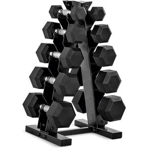Venta Directa de Fábrica: Juego de Mancuernas Hexagonales con Soporte, 10kg, 20kg, 30kg, Mancuernas Hexagonales de Goma - Product Image 1