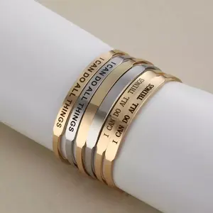 Bracelet personnalisé plaqué or 18k en acier inoxydable rempli d'émail, manchette large pour femme