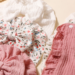 新款欧美风格6pcs婴儿围兜套装可爱蝴蝶结提花婴儿薄无骨帽子，带按扣闭合来样定做服务 - Product Image 2