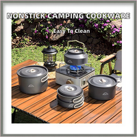 Ensemble de cuisine de camping avec réchaud de camping portable, cuisinière multifonction pour le camping en famille en plein air, randonnée, pique-nique, kit de cuisine