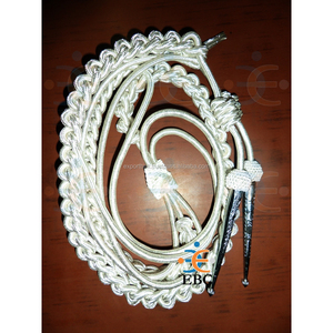 Cordón de Hombro Personalizado de Algodón Blanco con Hilo Metálico de Viscosa, Hecho a Mano, con Punta Metálica, Equipo de Defensa Personal de Seda - Product Image 6