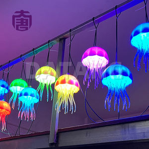 Lampe suspendue en forme de méduse aux couleurs RVB, luminaire décoratif pour Noël et Halloween, lustre de bar, lumières à fibres optiques - Product Image 3