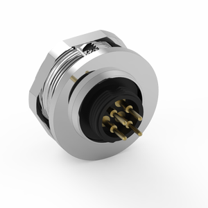Connecteur femelle étanche IP6K9K M12*0.5 4 broches en cuivre avec verrouillage frontal pour moteur de voiture - Product Image 1