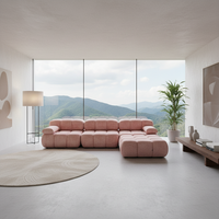 Canapé modulaire en chenille rose, emballé plat, avec éponge haute résilience pour projet de mobilier résidentiel