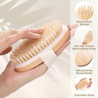 Brosse de massage exfoliante pour le corps en poils de sanglier naturels CF, lot de 2, avec manche ovale en bois, pour la douche et la baignoire