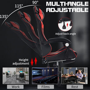 Gaming Chair PU Leather Ergonomic Reclining Swivel Office <b>Desk</b> Chair With Neck Pillow And Footrest - Product Image 5