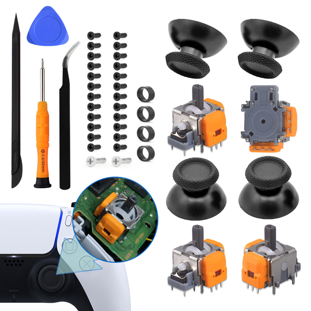 Professional PS5 Controller Repair Kit Hall Effect Joystick for PS5 Controller with 3D Analog Stick Thumbstick Replacement Tools