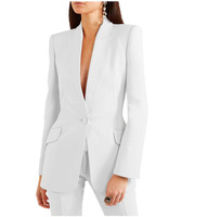 Ensemble Tailleur-Pantalon d'Affaires Femme 2025, Couleur Unie, un Bouton, Manches Longues