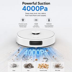 หุ่นยนต์ดูดฝุ่นอัจฉริยะ Smart LiDAR รุ่น GV9 ระบบ Self-Emptying แรงดูด 4000Pa ระบบนำทาง LDS แผนที่อัจฉริยะ ยกผ้าถูพื้นได้ กำหนดโซนห้ามเข้า ควบคุมผ่านแอพ WiFi - Product Image 2