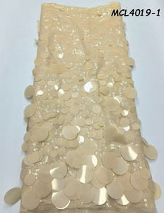 Diseño Novedoso, Ecológico, Sexy, Proveedor de Confianza, Tela de Malla con Encaje Festoneado, Lentejuelas Africanas de Nigeria, 5 Yardas, Alta Calidad, 100% - Product Image 1