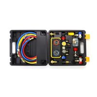 Комплект манометров для автокондиционеров (R1234YF, R134A, R404A) с 4-х портовым коллектором, шлангом 5 футов, для заправки и откачки фреона в автомобилях