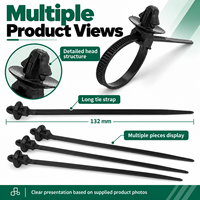 Attache-câble PA66 à fixation par poussée 132 mm pour faisceau de câbles de fixation sur panneau, pour la gestion des câbles d'équipement automobile