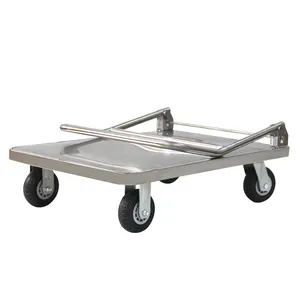 1000KG Heavy Duty Load Capacity Platform Push SUS 304 Stainless Steel Trolley Flatbed For Moving Flatbed Cart