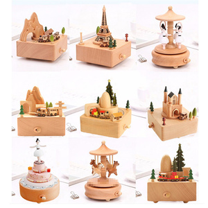 Regalo <span class=keywords><strong>para</strong></span> niños Feliz Navidad Canción Caja de música de madera Despertador Girar Tren en movimiento Caja musical Navidad - Product Image 3