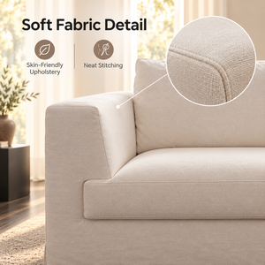 Modern 4 Seater Fabric <b>Sofa</b> with Thick Foam Seat Cushions Supportive Backrest and Solid <b>Wood</b> <b>Frame</b> for Spacious Living Rooms - Product Image 4