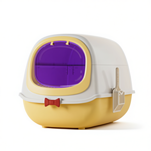 กระบะทรายแมวทรงเพนกวิน สีเหลือง พลาสติกทรงกลม แบบใช้มือ สำหรับแมว - Product Image 1