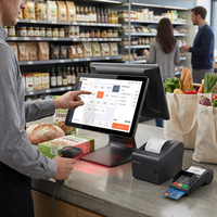 Sistema POS de Alta Calidad con Pantalla Táctil Capacitiva Dual de 15.6 Pulgadas, Caja Registradora con Carcasa de Plástico para Restaurante y Comercio Minorista