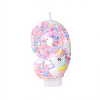 Bougies d'anniversaire licorne faites à la main couleur macaron, en cire de paraffine, décorations de gâteau scintillantes, fournitures de fête, sans parfum