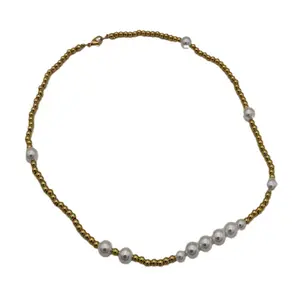 Heiß verkaufte Gold Titan Stahl Perle und Perlen kragen Halskette Für Frauen