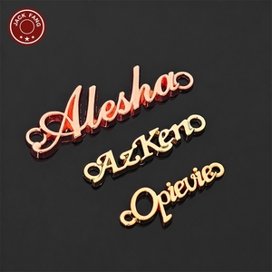 JACK FANG Custom Metal 3D Embossed Logo Labels For Garment Rectangle Laser Cut Gold Rose Gold <b>Names</b> <b>Tags</b> - Product Image 4