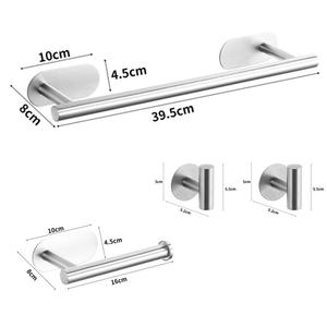 Ensemble de porte-serviettes en nickel brossé moderne pour hôtel et appartement, salle de bain, montage mural sans perçage, rangement avec porte-mouchoirs et crochets - Product Image 3