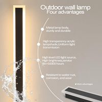 Applique murale extérieure moderne noire à LED 3000K lumière chaude, éclairage mural linéaire pour entrée, jardin, garage