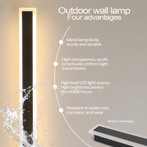 Outdoor Wall <strong>Light</strong> for House Modern Black LED Wall <strong>Sconce</strong> 3000K Warm <strong>Light</strong> Linear Wall Mount Lighting for Doorway Garden Garage - Product Image 4