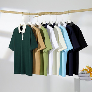 Camiseta <span class=keywords><strong>Polo</strong></span> Nueva para <span class=keywords><strong>Hombre</strong></span>, 230g, Transpirable, Moderna, con Media Cremallera, Colección Primavera Verano, Color Sólido, Manga Corta, Tops Oscuros - Product Image 1