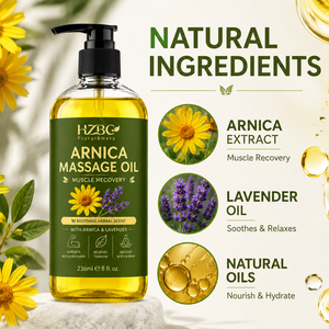 Huile de massage à l'arnica en marque propre - Relaxante et rafraîchissante, aromathérapie à la lavande et à la camomille, pour hommes et femmes, tous types de peau - Product Image 2