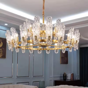 Lustre doré éclairage de plafond hôtel centre commercial salon luxe asfour lustres modernes en cristal - Product Image 3