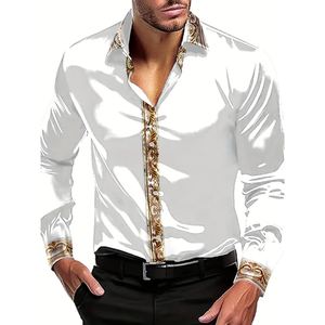 Áo sơ mi nam chất liệu lụa cao cấp, tay dài, in họa tiết, kiểu dáng mới - Product Image 1