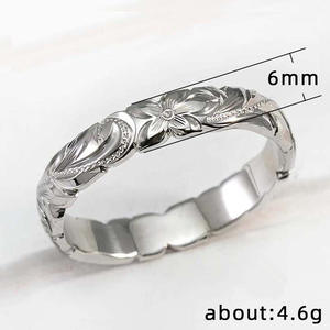 Anillo de Boda Clásico Unisex de Plata 925 con Diseño Floral F531 - Product Image 4