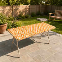 Nappe en PEVA à motif diamant orange et blanc, bord élastique, imperméable, rectangulaire, pour fête d'Halloween