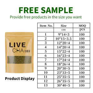 Bolsa con cierre de cremallera al por mayor de fábrica, bolsa de pie para embalaje de alimentos, bolsas de papel Kraft marrón liso con ventanas - Product Image 3