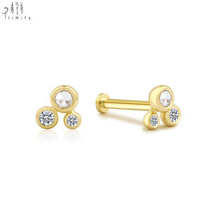 Nouveauté, Produits en promotion : Boucle d'oreille fine en or massif 14K avec diamant naturel taille rose, pour usage quotidien - Product Image 1