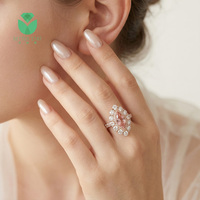 Bague de fiançailles Better Star avec halo de diamants roses de laboratoire taille marquise 1-3 carats, grappe florale vintage en or 14K/18K, certifiée IGI