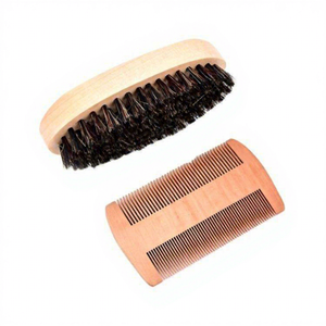 Taglio per <span class=keywords><strong>baffi</strong></span> 100% naturale esfoliante Logo personalizzato di cinghiale setola da uomo in legno spazzola e pettine - Product Image 1