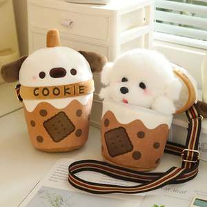 2 en 1 creativo nuevo lindo perro oso conejo animales de peluche en taza de té de la leche bolsa de felpa regalos para niños - Product Image 1