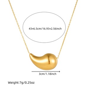 Gold Plated Teardrop Pendant Stainless Steel Earrings <b>Bracelet</b> Necklace <b>Set</b> Women's Party Jewelry Fashion <b>Set</b> - Product Image 5