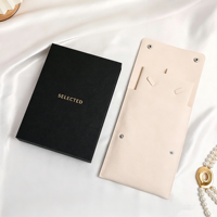 Boîte à bijoux personnalisée avec logo, emballage de luxe pour boucles d'oreilles et colliers, boîte à bijoux pour femmes, boîtes à bijoux pour colliers et bagues avec pochette