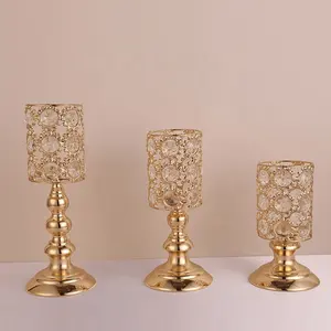 Novo design Crystal Candle Stand Candle Holder casa festa decoração castiçal metal chapeado romântico Europa titulares