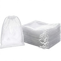 Sacs à cordon en LDPE transparent (lot de 25) (34,9 cm x 44,4 cm) 2 mil, jetables, en plastique transparent avec doubles cordons en coton blanc. Chaussure