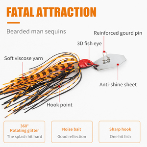 Leurre de pêche Chatterbait, Jig métallique, Buzzbait, Jig à lame, Spinnerbait, Jupes de leurre pour saumon et bar, 3g 5g 7g 10g 15g <span class=keywords><strong>BUBBA</strong></span> LSZ-33 - Product Image 2
