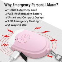 Security Personal Protection Devices 125dB High Sensitivity Self Defense Alarm Keychain Rechargeable Lithium Battery Emergency
