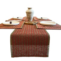 Set de table carré en corde de papier tressée, résistant à la chaleur, en jute semi-fait main, tissé à la machine, avec pompons, style américain