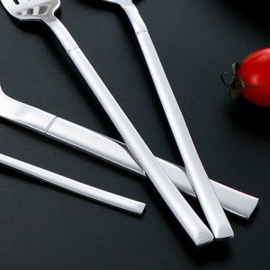 Stainless Steel Cutlery <b>Set</b> Knife Fork Spoon Long Handle Solid Color Dishwasher Safe Household Western Tableware - Product Image 3