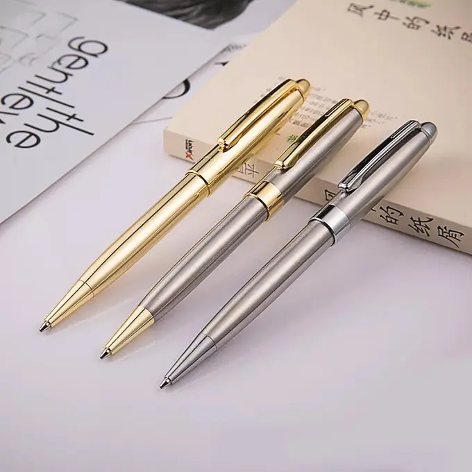 고품질 호화스러운 주문 로고 금 금속 펜 개인화된 강선전도 볼펜 금